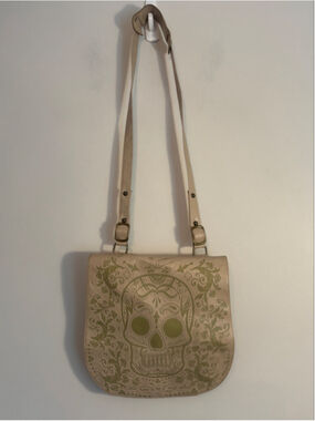 LOUNGEFLY Sugar Skull Embossed Faux Leather DOTD Messenger Crossbody Satchel